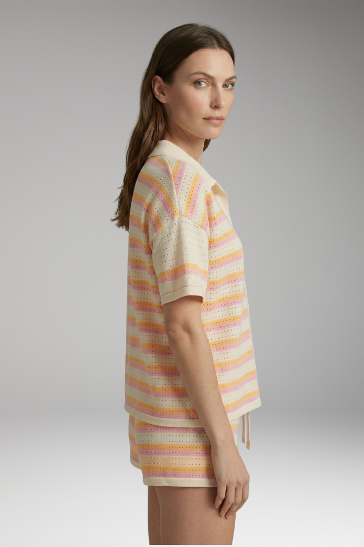 Women's Shirt and Shorts Set with Vibrant Stripes