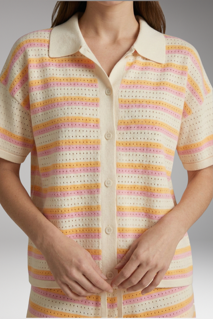Women's Shirt and Shorts Set with Vibrant Stripes