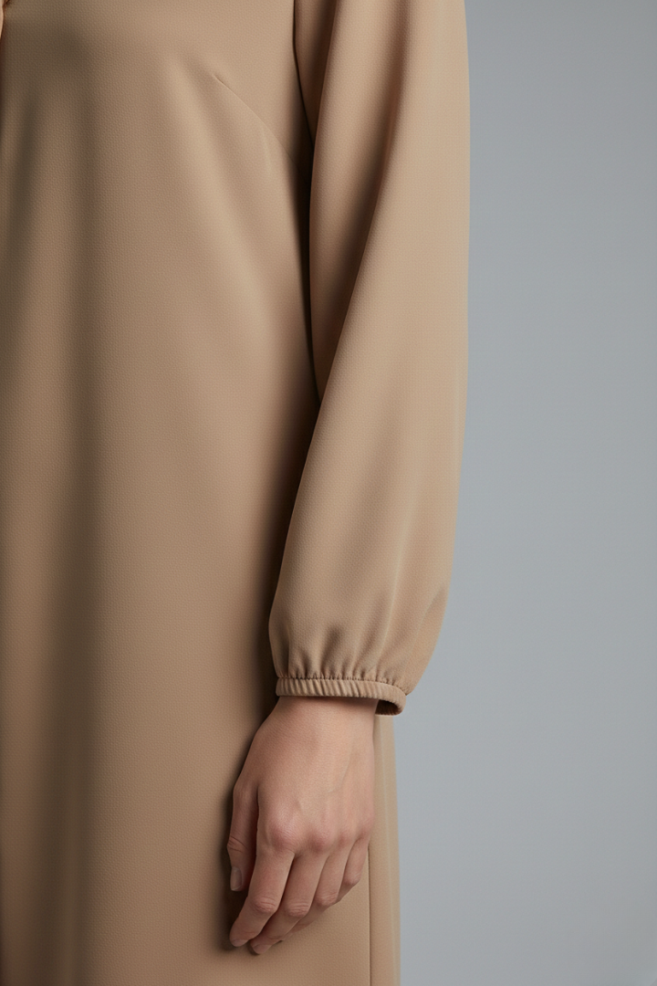 Women's Short Dress with Button Placket and Puff Sleeves
