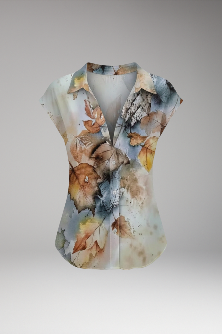 Women’s Summer Top with Collared Neckline and Button Fastening