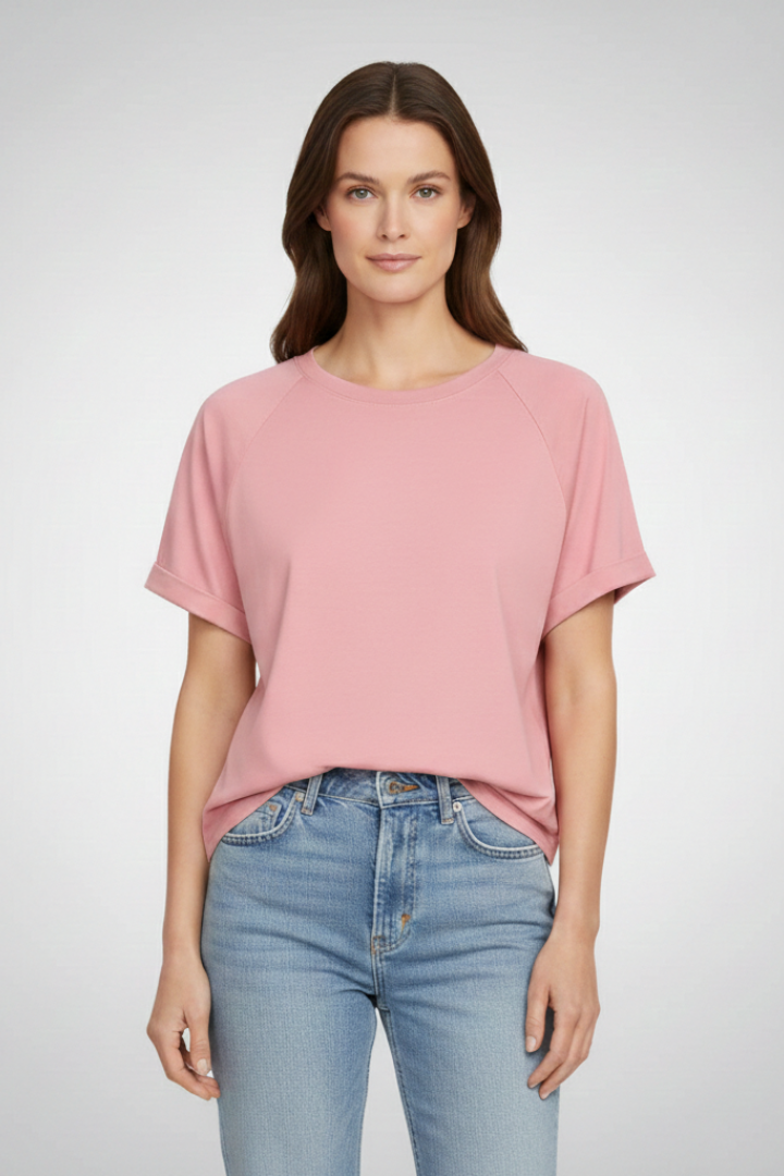 Women's T-shirt with Round Neck and Short Sleeves