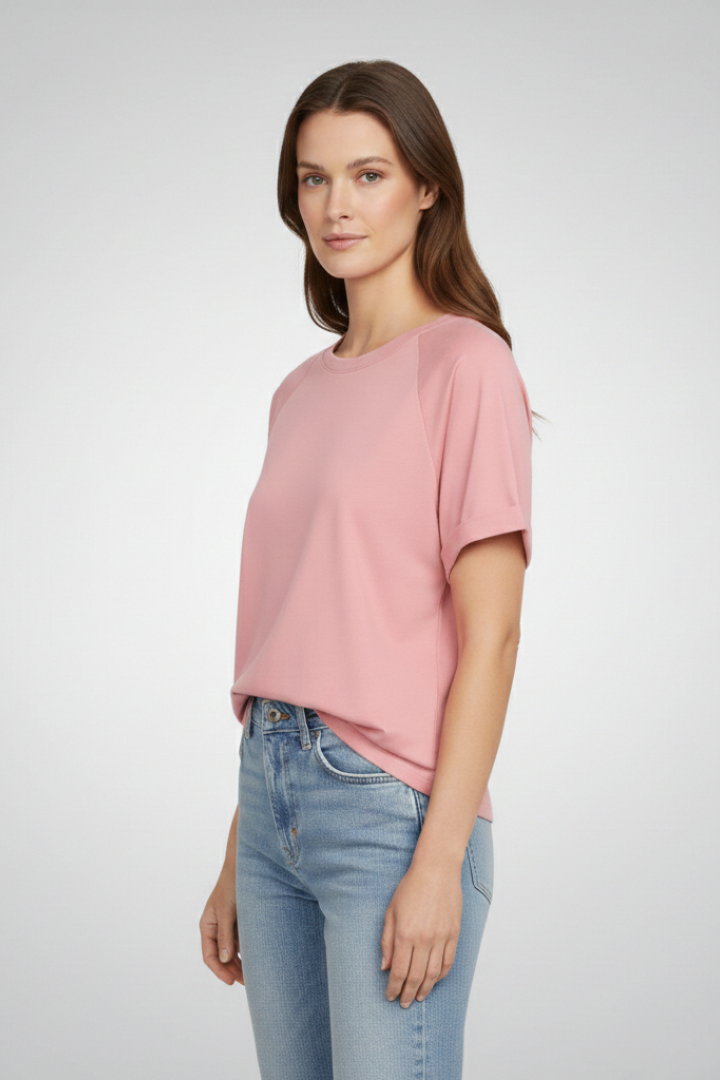 Women's T-shirt with Round Neck and Short Sleeves