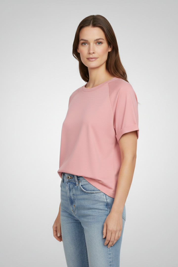 Women's T-shirt with Round Neck and Short Sleeves
