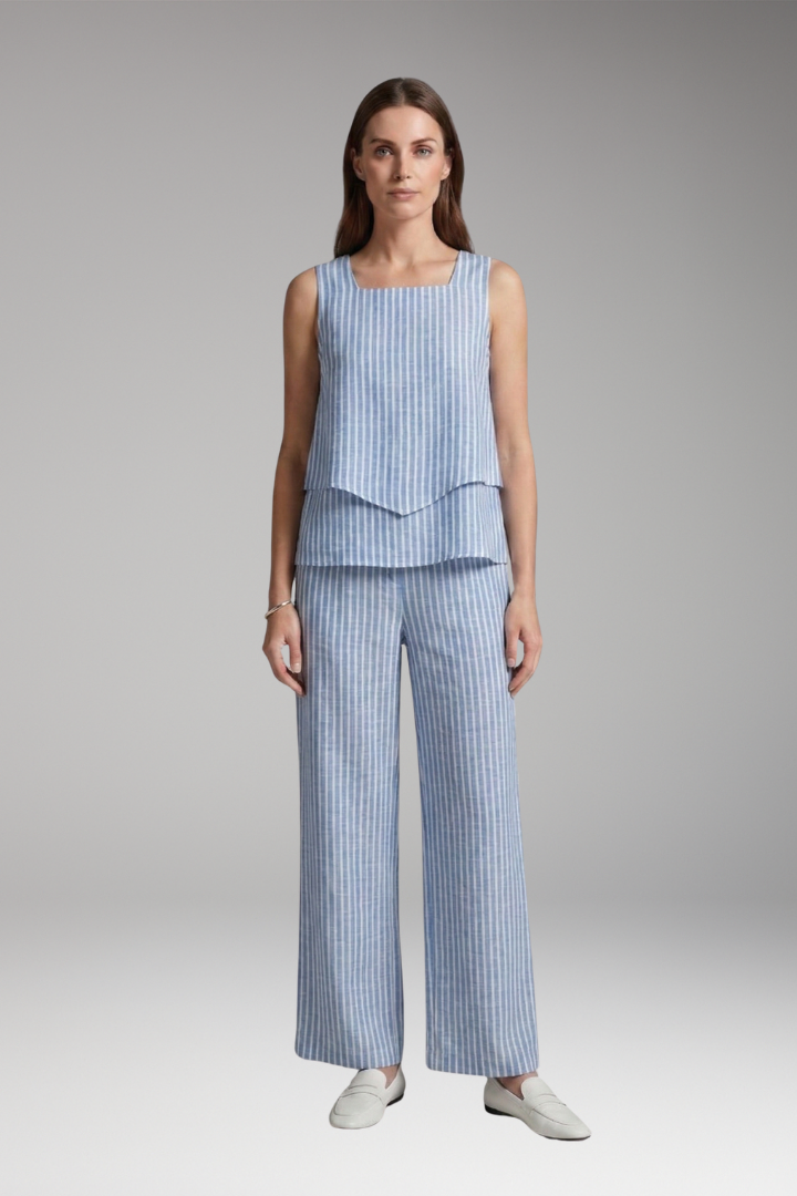 Women's Two-Piece Set with Sleeveless Top and Wide-Leg Trousers