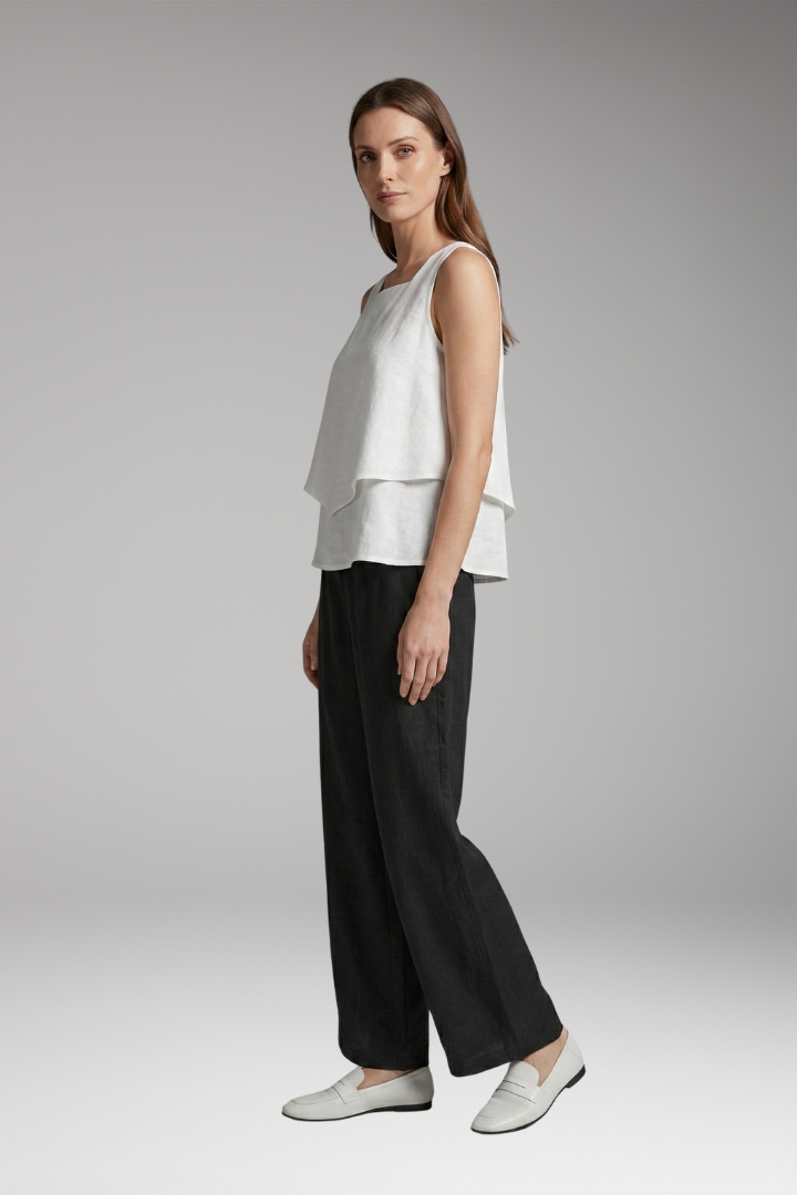 Women's Two-Piece Set with Sleeveless Top and Wide-Leg Trousers