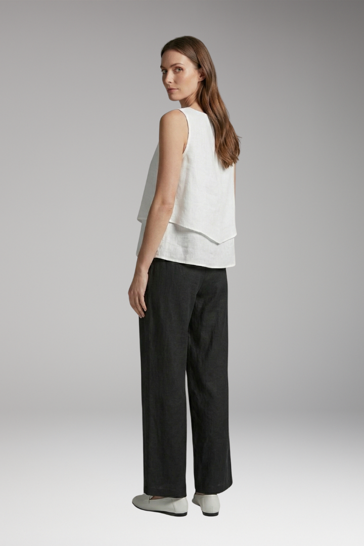 Women's Two-Piece Set with Sleeveless Top and Wide-Leg Trousers