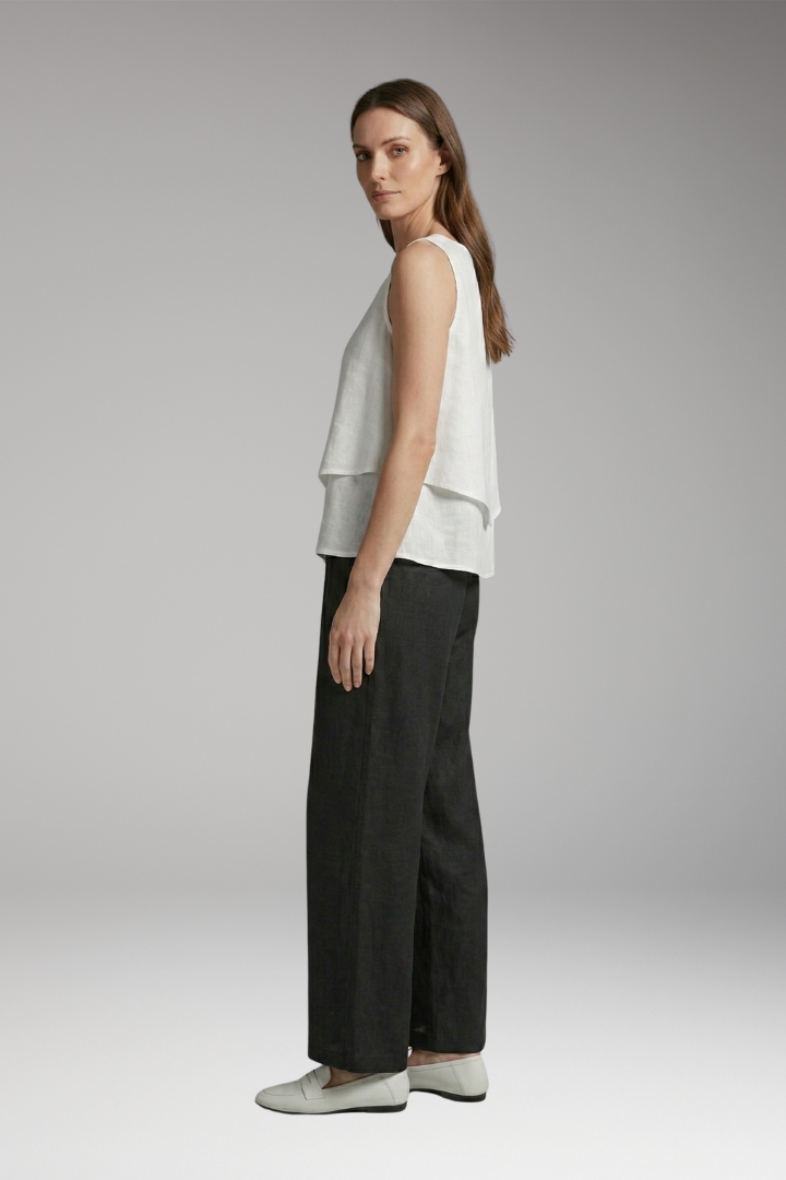 Women's Two-Piece Set with Sleeveless Top and Wide-Leg Trousers