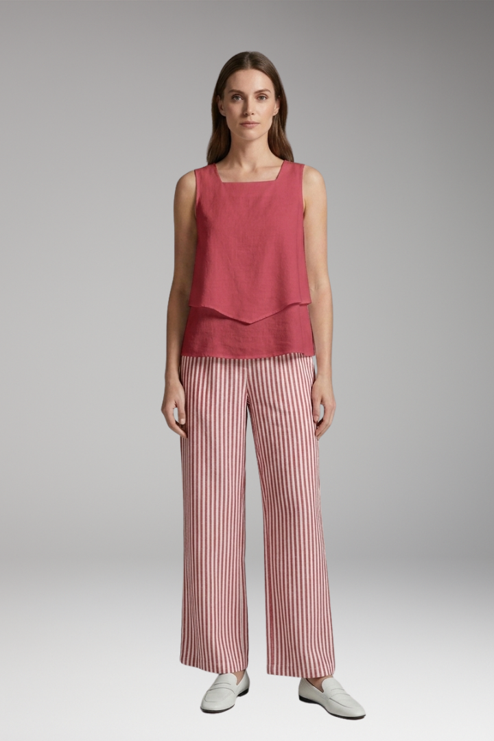 Women's Two-Piece Set with Sleeveless Top and Wide-Leg Trousers