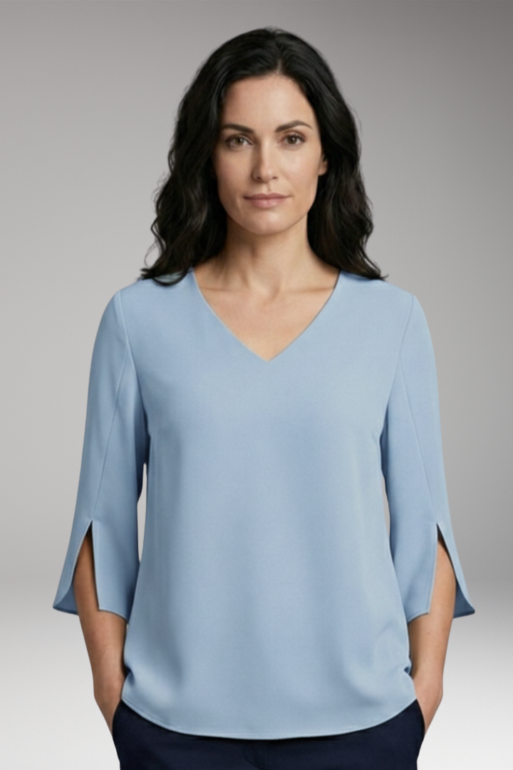 Women’s V-Neck Blouse with 3/4 Sleeves