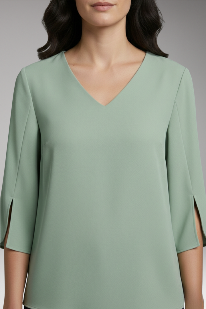 Women’s V-Neck Blouse with 3/4 Sleeves