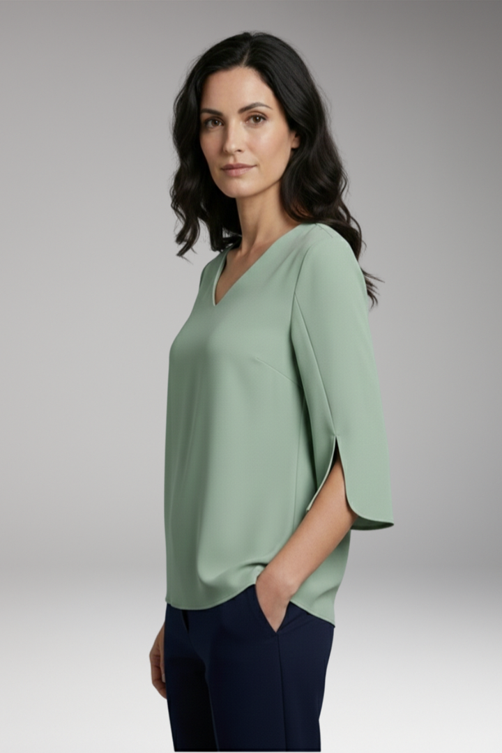 Women’s V-Neck Blouse with 3/4 Sleeves