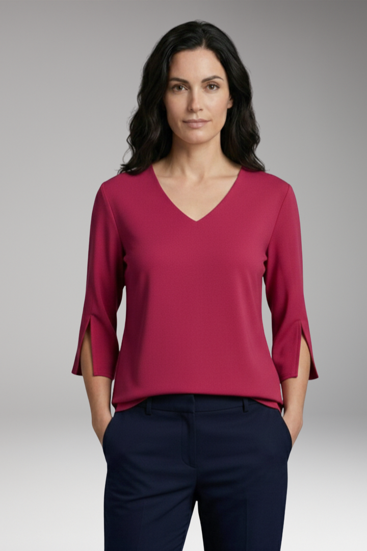 Women’s V-Neck Blouse with 3/4 Sleeves