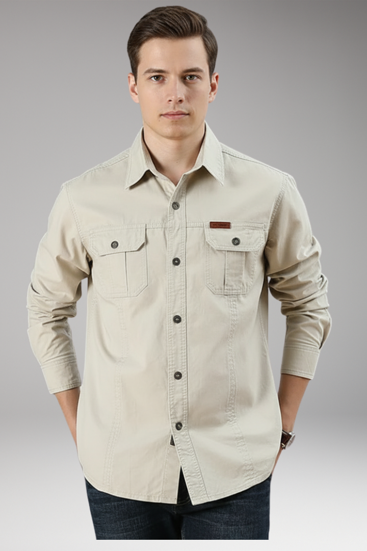 Men’s Button-Up Shirt with Pockets and Collar