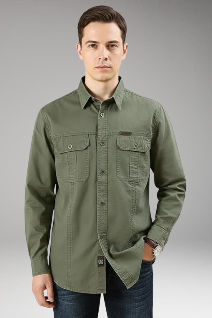 Men’s Button-Up Shirt with Pockets and Collar