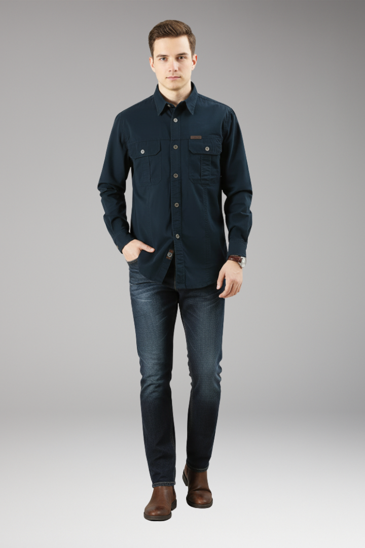 Men’s Button-Up Shirt with Pockets and Collar
