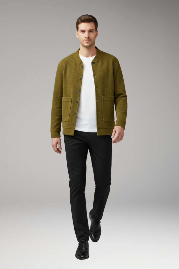 Men’s Corduroy Jacket with Buttons and Pockets
