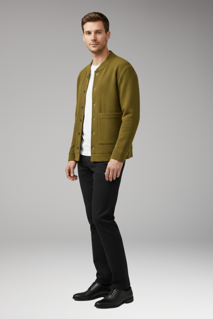 Men’s Corduroy Jacket with Buttons and Pockets
