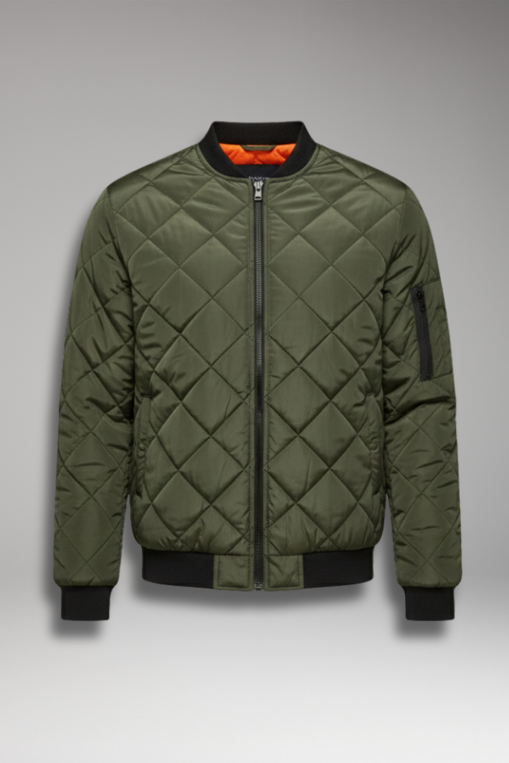 Men’s Padded Jacket with Stand Collar and Zipper