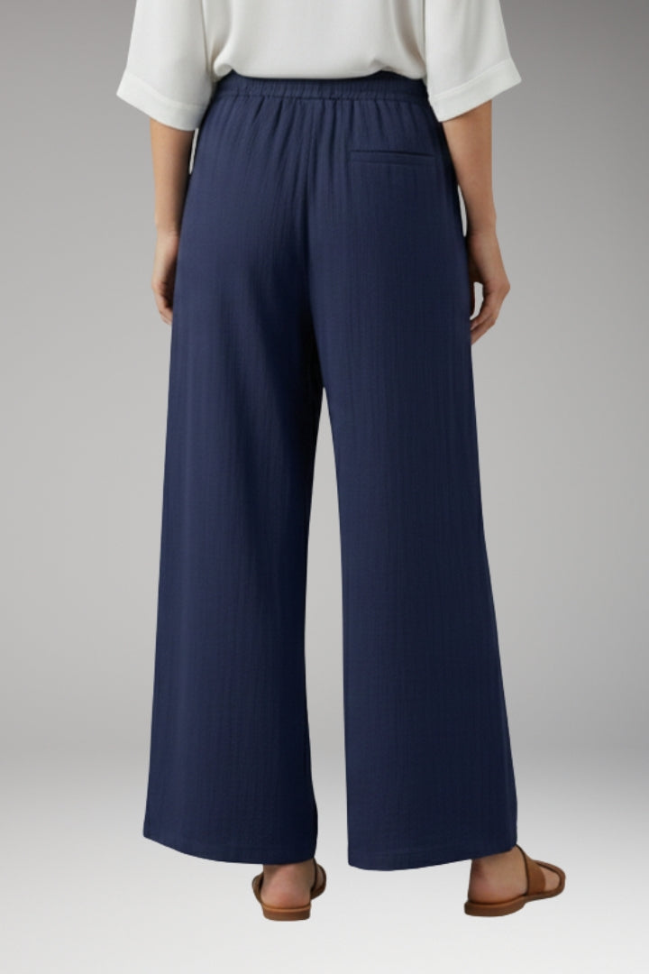 Women’s Wide-Leg Trousers with High-Waisted Fit and Drawstring Waistband