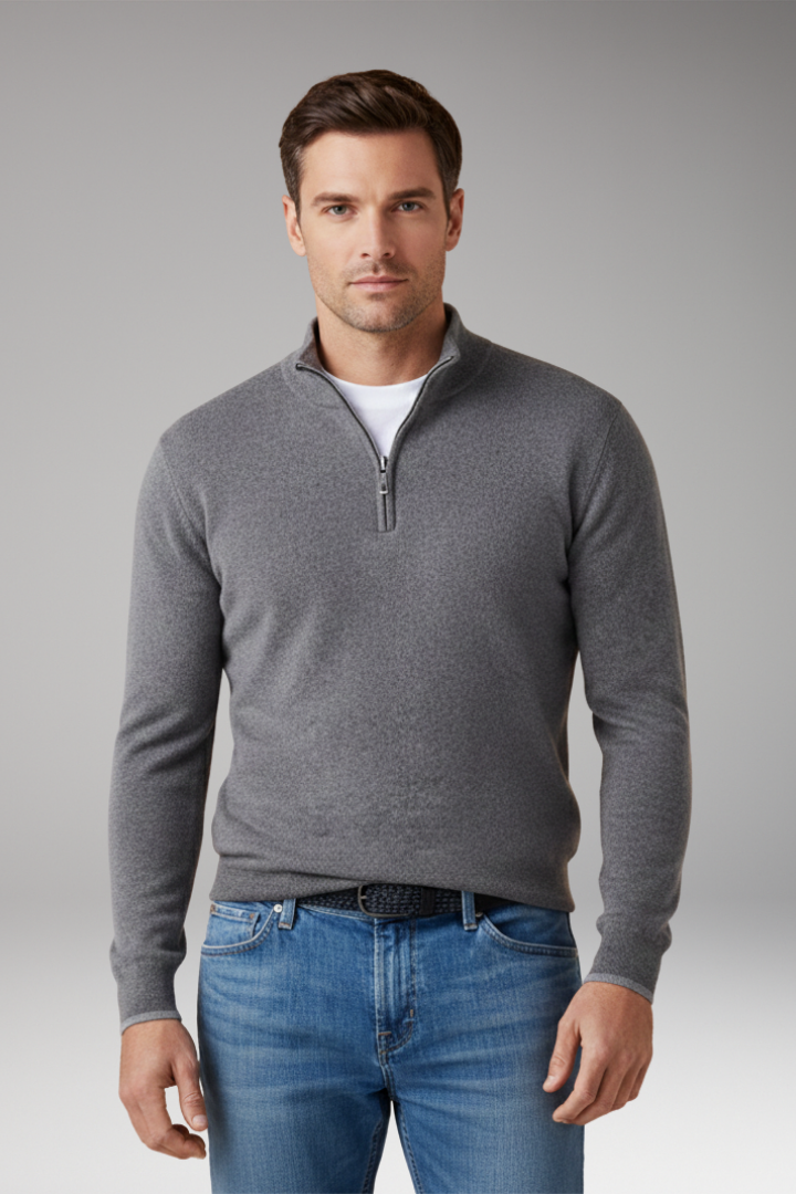 Men’s Pullover Jumper with Zipper Collar