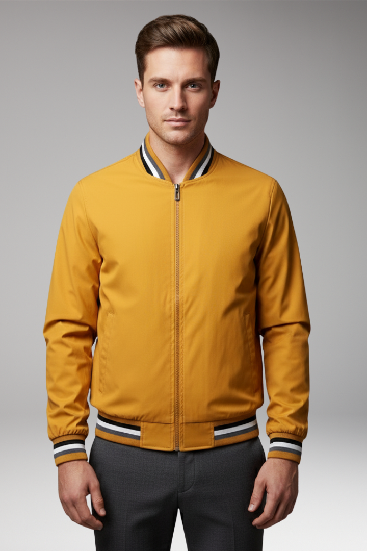 Men’s Bomber Jacket with Zip and Pockets