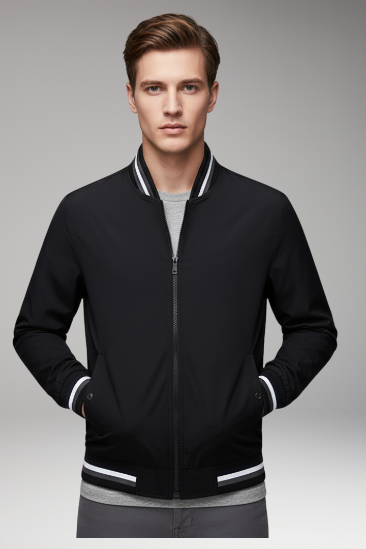 Men’s Bomber Jacket with Zip and Pockets