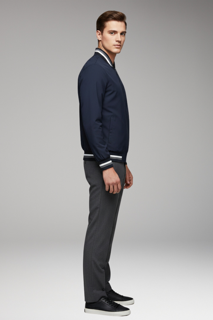 Men’s Bomber Jacket with Zip and Pockets