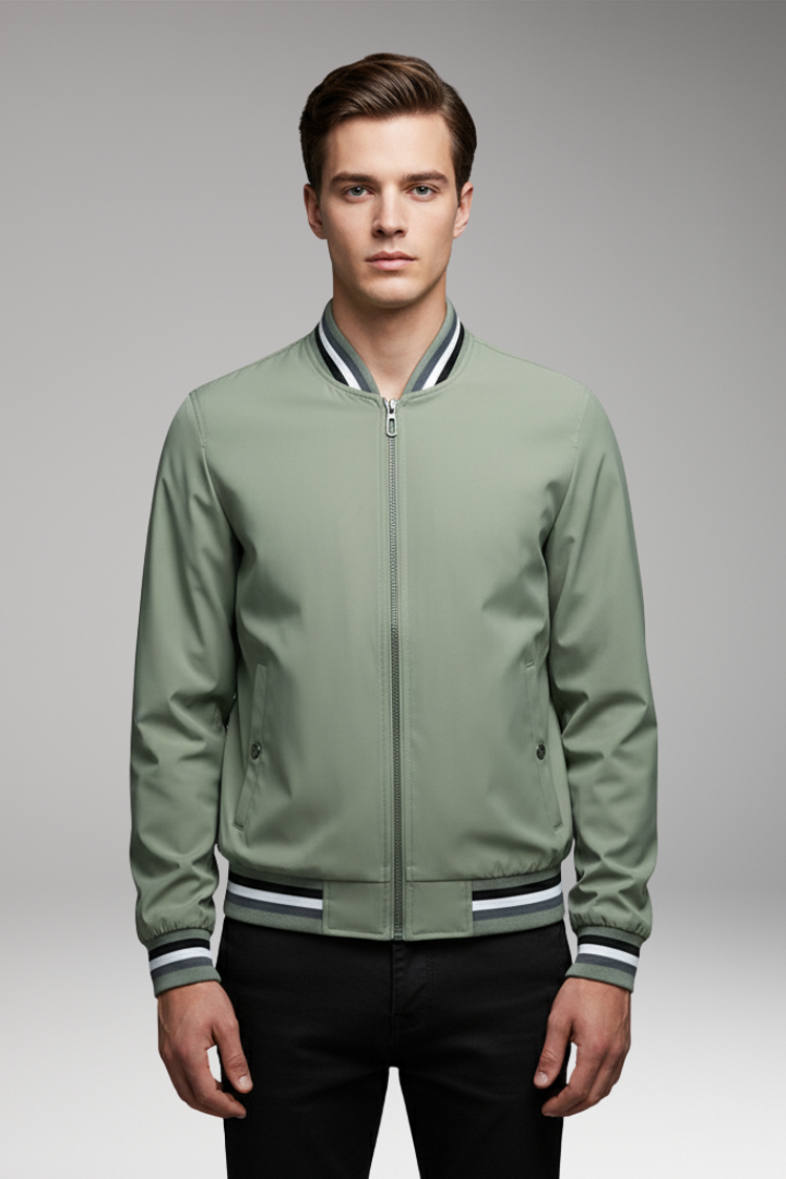 Men’s Bomber Jacket with Zip and Pockets