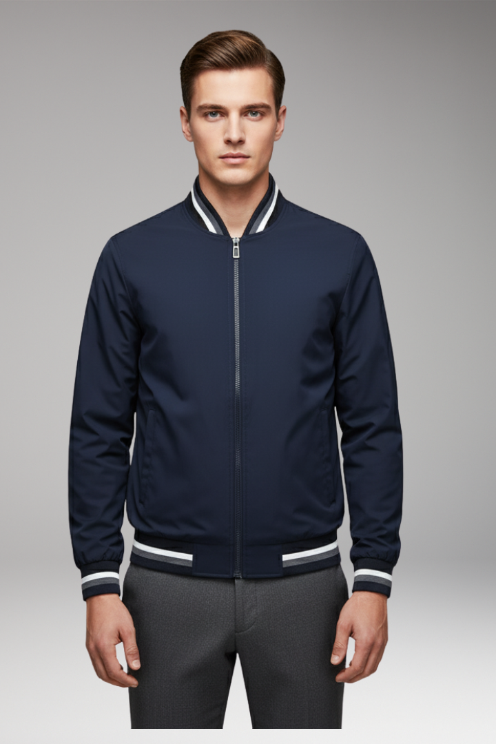 Men’s Bomber Jacket with Zip and Pockets