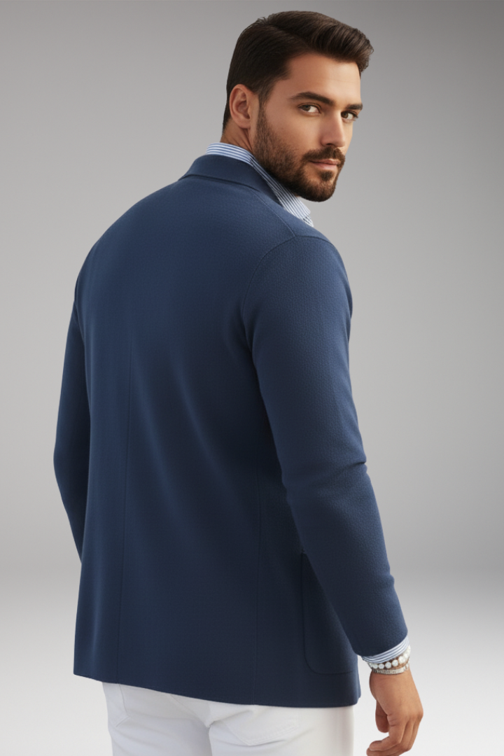 Men’s Knitted Blazer with Lapel and Button