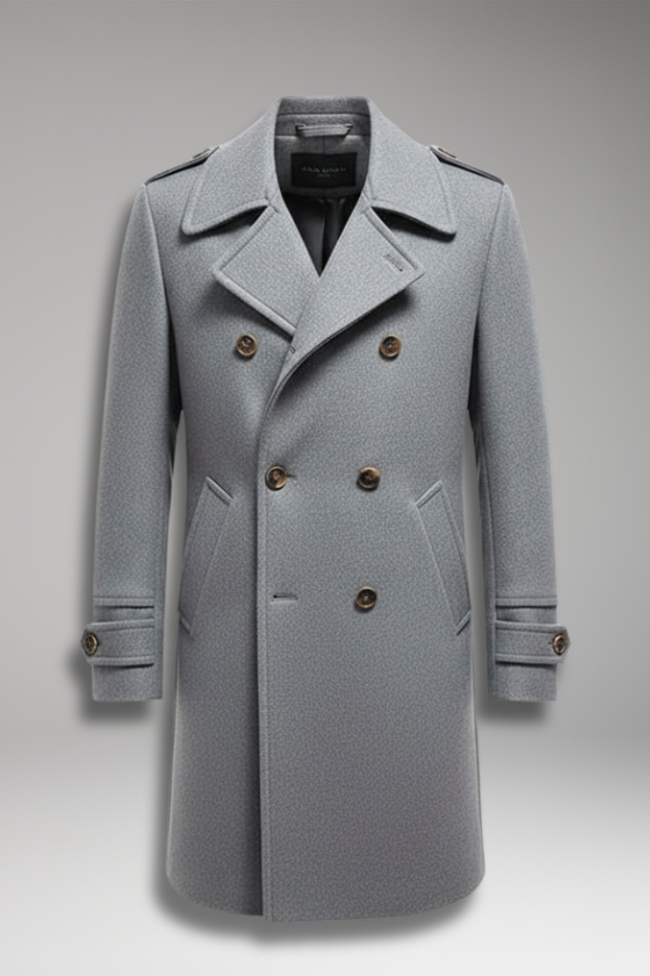 Men’s Mid-Length Coat with Lapel and Buttons