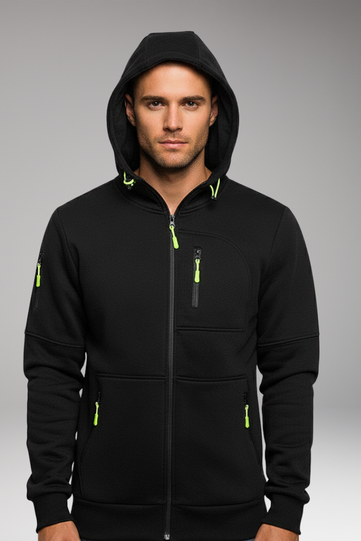 Men’s Hooded Sports Jacket with Zipper and Pockets