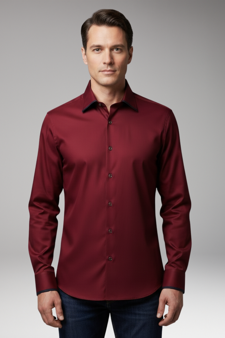 Men’s Long-Sleeve Shirt with Collar and Buttons