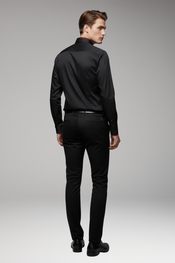 Men’s Long-Sleeve Shirt with Collar and Buttons