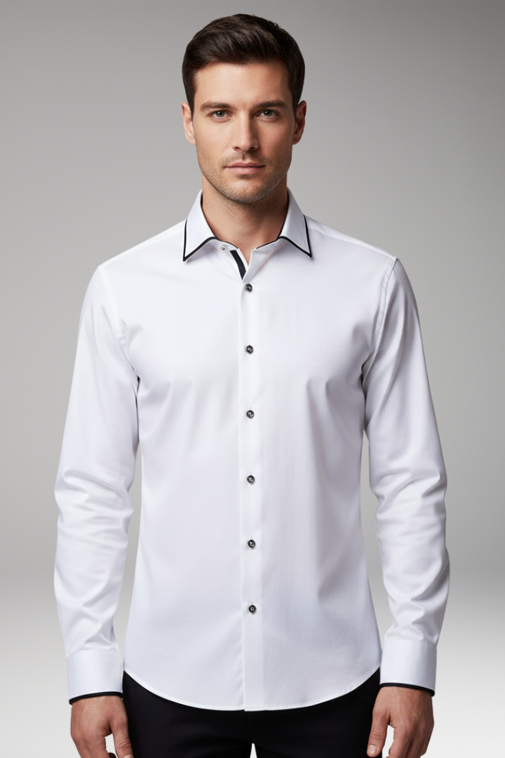 Men’s Long-Sleeve Shirt with Collar and Buttons