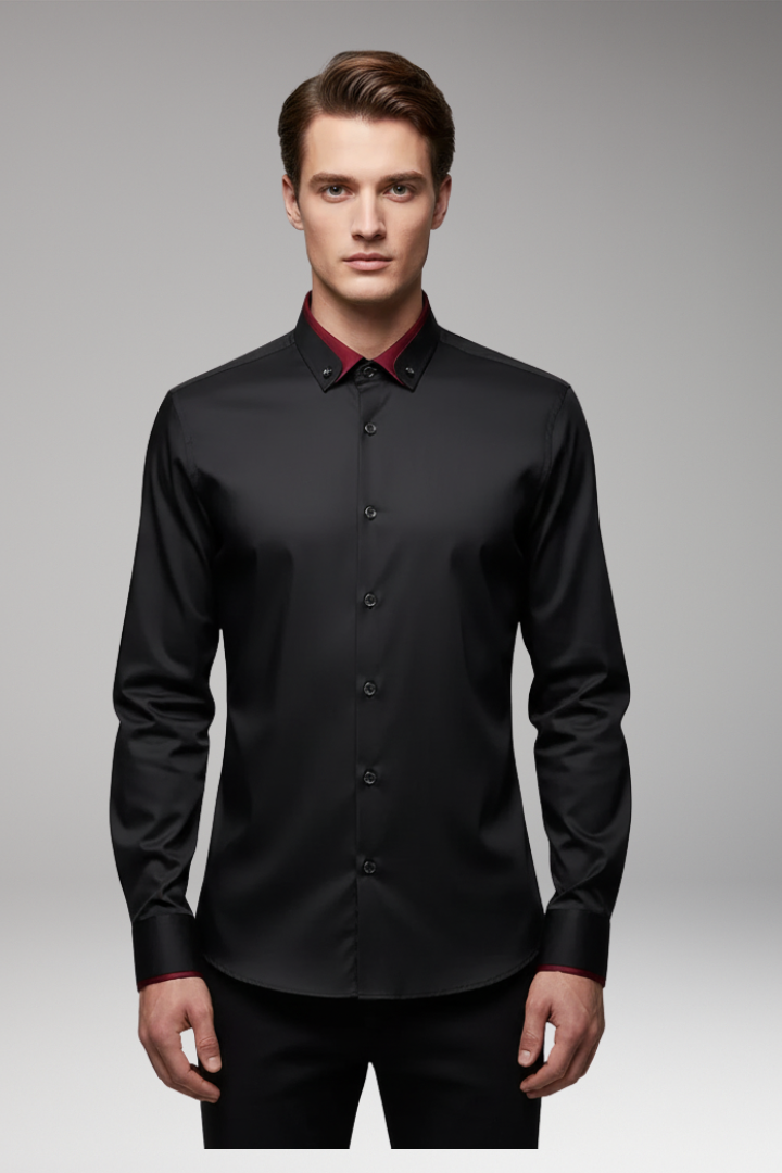 Men’s Long-Sleeve Shirt with Collar and Buttons
