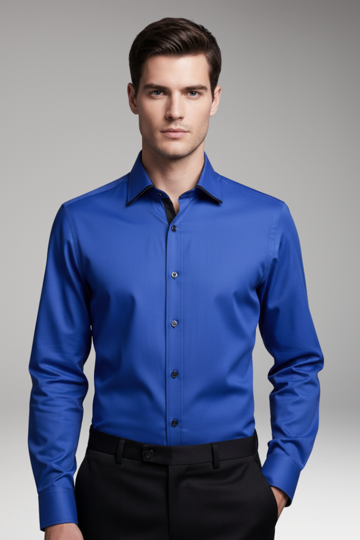 Men’s Long-Sleeve Shirt with Collar and Buttons