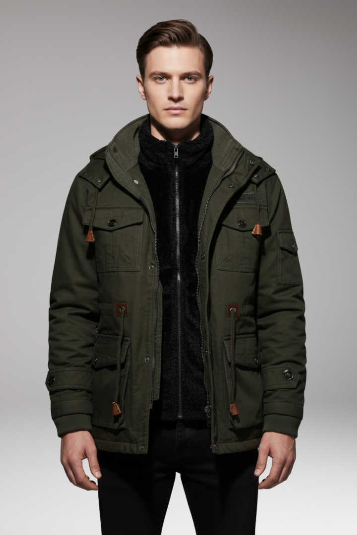Men’s Fleece Jacket with Hood and Turtleneck