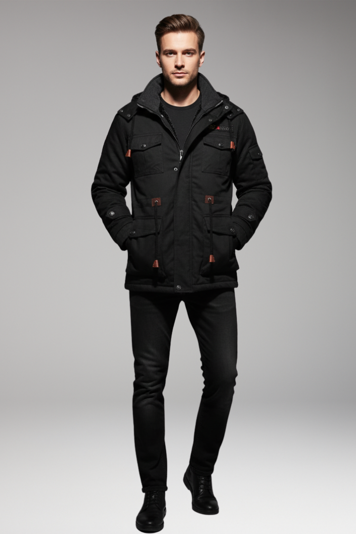 Men’s Fleece Jacket with Hood and Turtleneck