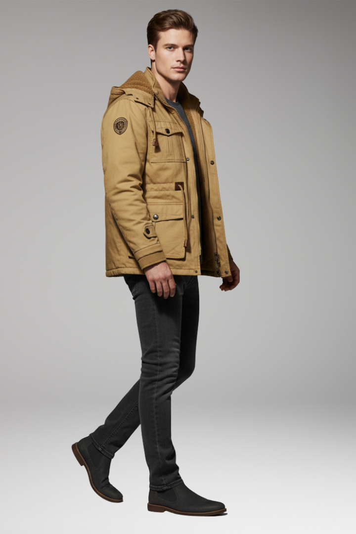 Men’s Fleece Jacket with Hood and Turtleneck