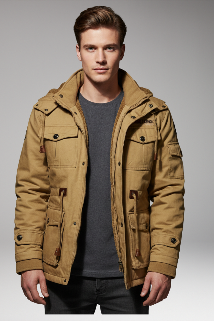 Men’s Fleece Jacket with Hood and Turtleneck