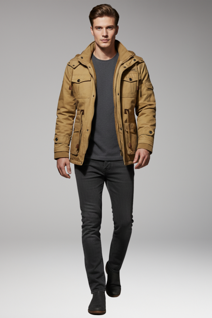 Men’s Fleece Jacket with Hood and Turtleneck